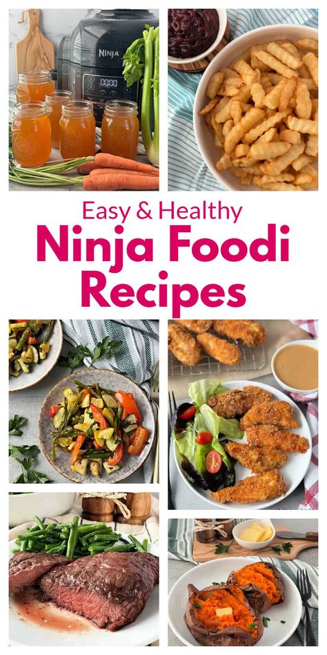 Easy healthy Ninja Foodi recipes to make cooking a breeze. These Ninja Foodi air fryer recipes and pressure cooker recipes are delicious. With this one countertop appliance, you can make Ninja Food steak, Ninja Foodi bacon, Ninja Foodi hard-boiled eggs, Ninja Foodi green beans, Ninja foodi vegetables . All healthy recipes to make in the Ninja Foodi #ninjafoodirecipes #ninjafoodi #ninjafoodiairfryerrecipes Ninja Foodi 5 In 1 Recipes, Ninja Foodi Crockpot Recipes, Ninja Foodi Recipes Uk, Ninja Double Oven Recipes, Healthy Ninja Foodi Recipes, Steak Ninja Foodi, Ninja Possible Cooker Recipes, Ninja Foodi Possible Cooker Pro Recipes, Ninja Combi Recipes