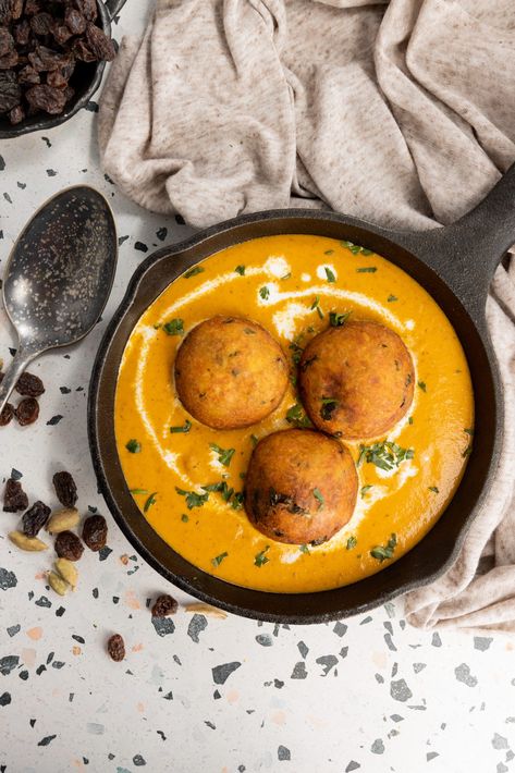 Malai Kofta - California Raisins Kofta Recipe, Malai Kofta, California Raisins, Grated Potato, Red Chili Powder, Indian Cooking, Indian Dishes, Garam Masala, Indian Food