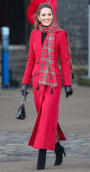 Red scarf outfit