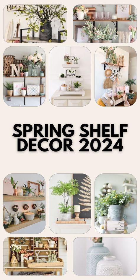 Spring is all about renewal, so why not start with your home decor? Embrace the charm of the season by adorning your shelves with delightful spring-themed items. Rustic Wooden Shelves, Window Shelves, Shelf Decor Living Room, Classic Mirror, Living Room Shelves, Traditional Garden, Vintage Spring, Fresh Cut Flowers, Boho Living Room