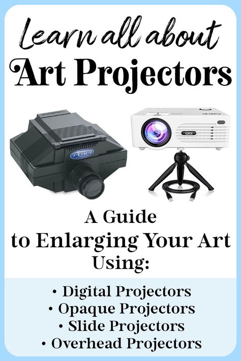 This Art Projector Guide explains the different types of art projectors that you can use to enlarge your art. Learn about digital projectors, opaque projectors, slide projectors and overhead projectors to find out which one is best for your needs. Using Projector For Wall Art, Art Projectors For Tracing, Art With Projector, Overhead Projector Art, Projector Art, Projector Ideas, Drawing Projector, Different Types Of Art, Procreate Coloring