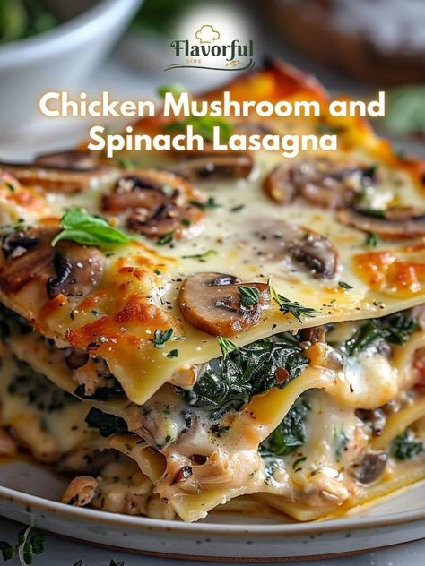 Chicken Mushroom Spinach Lasagna Recipe, Chicken Mushroom And Spinach Lasagna, Chicken Mushroom Spinach Lasagna, Spinach Mushroom Lasagna Recipe, Mushroom And Spinach Lasagna, Mushroom Lasagna Recipe, Lasagna Ingredients, Chicken Mushroom, Chicken Lasagna