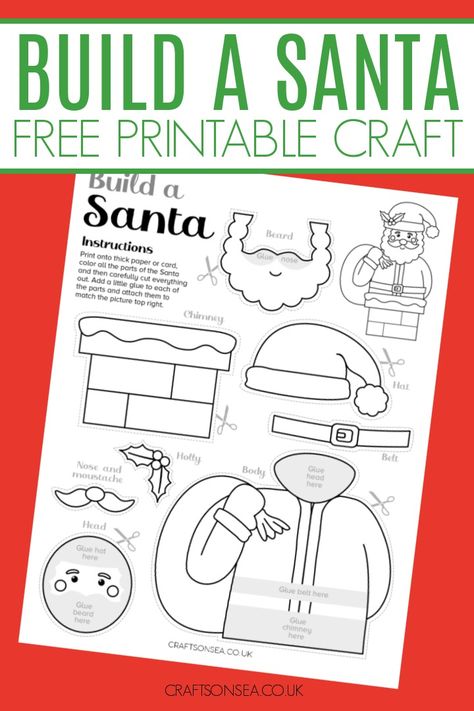 Build A Santa Printable, Build A Santa, Santa Claus Day, Santa Activity, Christmas Month, Nativity Scene Crafts, Santa Claus Crafts, Santa Printable, Elf Crafts