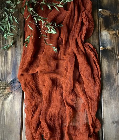 Terracotta Table Runner Cheesecloth Rustic Wedding Decor Copper Party Wedding Decor Rust Orange Table Runner Boho Table Decor Halloween Terracotta Table Runner, Orange Table Runner, Boho Table Decor, Terracotta Table, Gauze Table Runner, Unique Dinner, Vintage Wedding Party, Farmhouse Table Runners, Tafel Decor