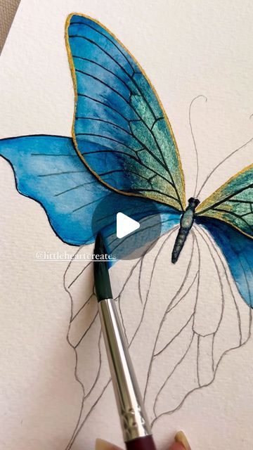 Mindful Aesthetic, Butterfly Watercolor Painting, Metallic Watercolor, Butterfly Love, Butterfly Art Painting, Seni Cat Air, Watercolor Flower Art, Painting Art Lesson, Butterfly Painting