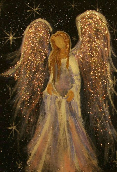 Glitter Acrylic Painting, Mother Painting Ideas, Angel Wings Painting Acrylic, Healing Paintings Spiritual, Golden Art Painting, Beautiful Angel Images, Painting Ideas For Mom, Angle Painting, Angels Paintings