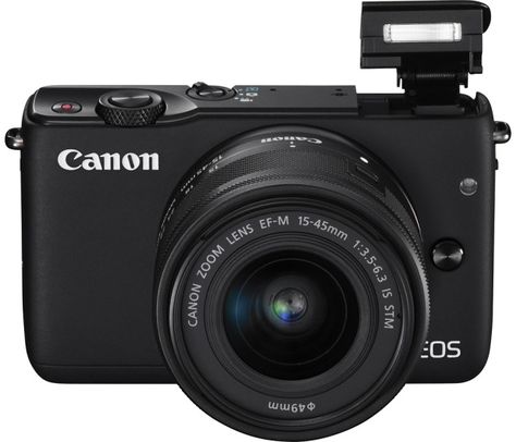 Canon - EOS M10 Mirrorless Camera with 15-45mm Lens - Black - Front Zoom Canon Eos M10, Canon Digital Camera, System Camera, Canon Ef, Mirrorless Camera, Zoom Lens, Fujifilm Instax Mini, Best Buy, Wide Angle