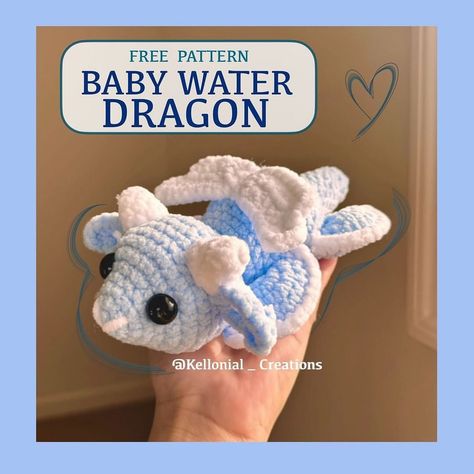 Pattern and design by @kellonial_creations🌷 When publishing your works, please indicate the designer of the pattern | Instagram Crochet Dragon Pattern, Diy Crochet Toys, Toys Ideas, Crochet Toys Free, Quick Crochet Patterns, Water Dragon, Crochet Dragon, Crochet Animals Free Patterns, Crochet Design Pattern