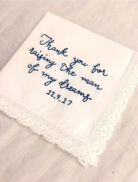 White Handkerchief, The Man Of My Dreams, Man Of My Dreams, Wedding Gifts For Parents, Mother Of The Groom Gifts, Wedding Day Gifts, Bride And Groom Gifts, Future Wedding Plans, In Law Gifts