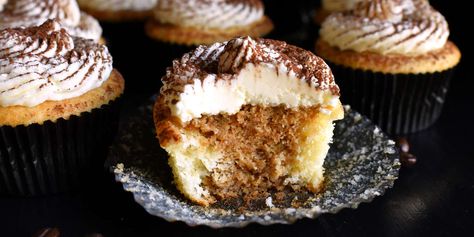 Tiramisu Cupcakes Tiramisu Cupcakes, Mascarpone Frosting, 5 Ingredient Dinners, Cupcake Pans, Coffee Liqueur, Allrecipes Recipes, Cupcake Frosting, Salad Side Dishes, Food Help