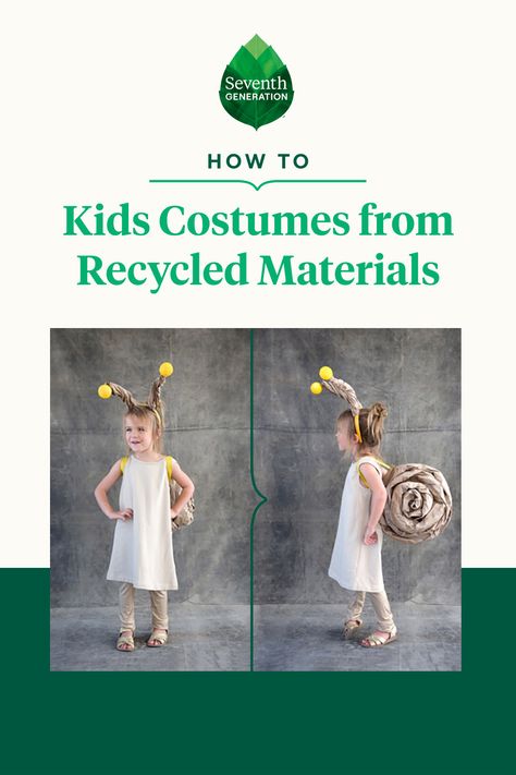 Halloween night is right around the corner! But while snapping adorable pics of your costumed, smiling tots is pure joy, buying expensive, often disposable costumes and accessories is less so. To add some sustainable fun to your spooky celebrations, we’ve found some easy, adorable costume ideas made from recycled materials that are sure to make your little ones the talk of the neighborhood. Recycle Costume Ideas, Recycled Costumes For Kids, Meatball Costume, Crocodile Costume, Recycled Costumes, Diy Rocket, Seventh Generation, Homemade Costume, Pumpkin Picking