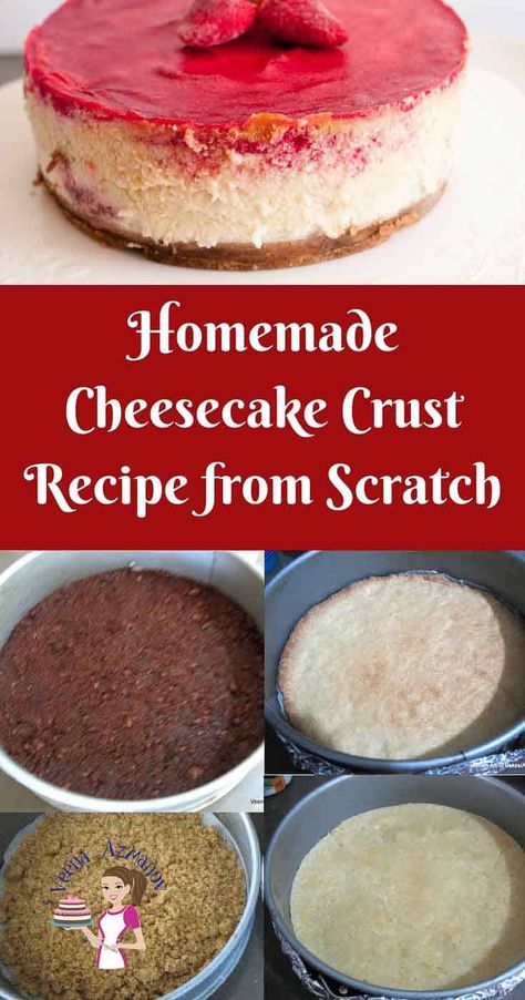 Different Cheesecake Crusts, Crusts For Cheesecakes, Best Cheesecake Crust Recipe, Cheesecake Base Crusts, Easy Baked Cheesecake Recipes Simple, Best Cheesecake Crust, Cheese Cakes Recipes Easy Homemade, Cheesecake With Cake Base, Cheesecake Crust Alternative