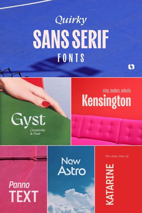 Sans serif fonts don’t have to be boring, and designers are choosing ones full of personality in 2024. We’re seeing geometric sans serif fonts with quirks like imperfect lines, long and expressive limbs, and abstract apertures that add an eccentric look. Check out more font trends and examples! #fonttrends #fontpairs #fontinspiration #trendingfonts Funky Adobe Fonts, Trending Fonts Graphic Design, Fun Serif Fonts, Fun Adobe Fonts, Trendy Fonts 2023, Serif Font Combinations, Serif Typography Design, Fonts Pairing, Font Websites