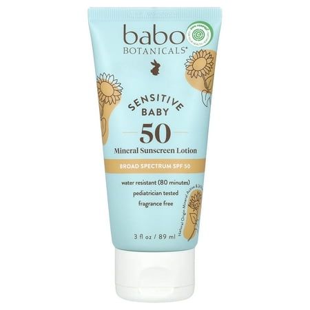 Gentle baby sunscreen you can trust Sensitive Baby Mineral Sunscreen Lotion is essential in protecting your little ones delicate skin from the suns harmful UVA and UVB rays. Size: 3 oz. Babo Botanicals, Baby Sunscreen, Sunscreen Spf 50, Cocoa Seeds, Evening Primrose Oil, Sunscreen Lotion, Protector Solar, Mineral Sunscreen, Sun Care