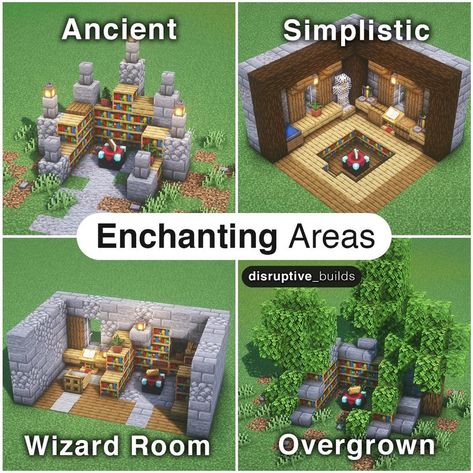 Here are 4 Enchanting Areas my friend and I created!: Minecraftbuilds Enchanting Area Minecraft, Minecraft Enchanting Area, Enchanting Room Minecraft, Enchanting Room, Crafting Area, Rumah Minecraft Sederhana, Minecraft Interior, Minecraft Structures, Minecraft Interior Design