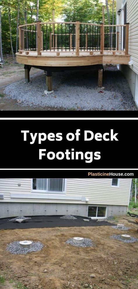 Deck Foundation Ideas, Deck Footings How To Build, Basic Deck Ideas, Greenhouse Mudroom, Wood Deck Plans, Deck Over Concrete, Deck Footings, Freestanding Deck, Ground Level Deck