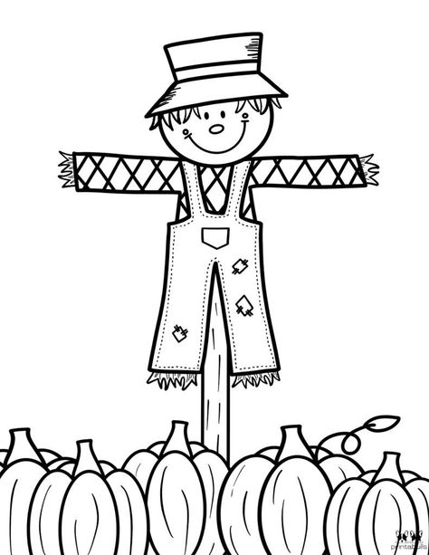 Scarecrow Coloring Sheet, Scarecrow Printable Free, Preschool Fall Coloring Sheets, Pumpkin Pictures Printable, Scarecrow Worksheets Preschool, Free Scarecrow Printables, October Coloring Sheets, Fall Coloring Pages Preschool, September Coloring Sheets