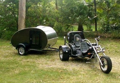 "Motorcycle Small Car Teardrop Trailer Plans with Material list. This strength of frame is used in commercially-built teardrops with gross weights up to 1200 pounds. The dimensions for the axle are: Nominal chassis width 4ft 5ft Width over hubfaces 58 1/4\" 70 1/4\" Width over mounting brackets 48 1/4\" 60 1/4\" The completed trailer weighs approximately 280lb - a detailed weight estimate is included at the end of the drawing. File is for Teardrop trailer. It contains building instructions and a Micro Camper Trailers, Teardrop Trailer For Sale, Enclosed Trailer Camper, Motorcycle Campers, Go Kart Frame Plans, Teardrop Trailer Plans, Camping Gear Diy, Go Kart Frame, Travel Camper