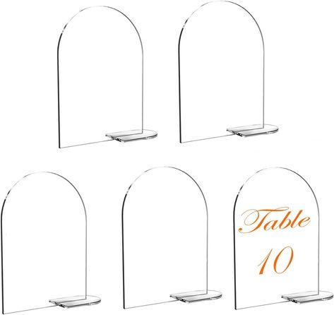 5 Sets Clear Arch Acrylic Sign with Stand Blank Arched Round Top Acrylic Sheet DIY Acrylic Arch Table Numbers for Wedding Reception Event Party Restaurant(4 x 6 Inch) Wedding Table Number Signs, Clear Business Cards, Diy Table Numbers, Boda Diy, Acrylic Table Number, Table Centerpiece Decorations, Seating Sign, Table Number Holders, Wedding Party Accessories