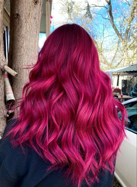 Hair Dye Bright Colors, Fuschia Red Hair, Cranberry Pink Hair, Hot Pink Red Hair, Raspberry Pink Hair Color, Red Magenta Hair Color, Pink And Red Hair Color, Berry Pink Hair Color, Raspberry Red Hair Color