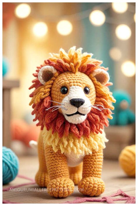 Lion Amigurumi Free Crochet Pattern Free Lion Crochet Pattern, Crochet Lion Pattern Free, Lion Crochet Pattern Free, Lion Amigurumi Pattern Free, Lion Amigurumi, Lion Crochet, Crochet Game, Knitting Bag Pattern, Lion Pattern