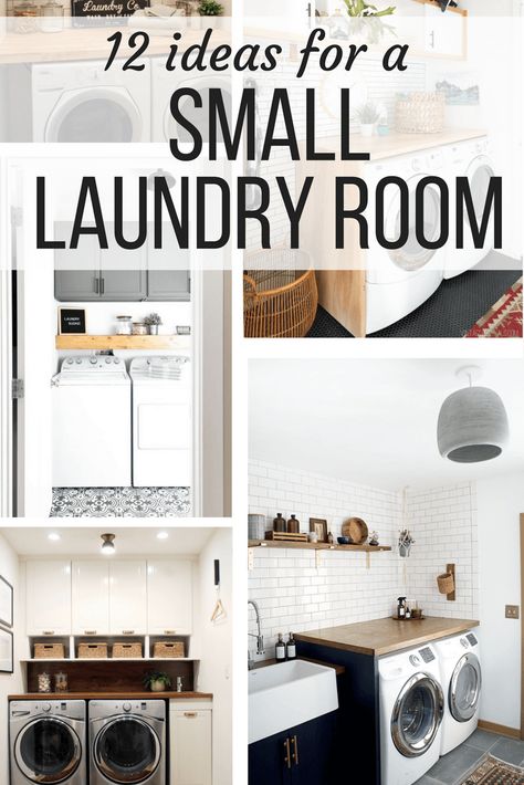 Ideas for a small laundry room - organization, decor, DIY projects and great makeovers that add storage, color, decor, and style! #homedecor #home #homedecorideas #diy #diyproject #laundry #laundryroom #decor Small Lau Dry Room Makeover, Diy Open Cabinets Laundry Rooms, How To Make A Small Laundry Room Functional, Modular Home Laundry Room Makeover, Laundry Toom Shelves, Small Laundry Room Makeover, Tiny Laundry Rooms, Laundry Room Storage Shelves, Small Laundry Room Organization