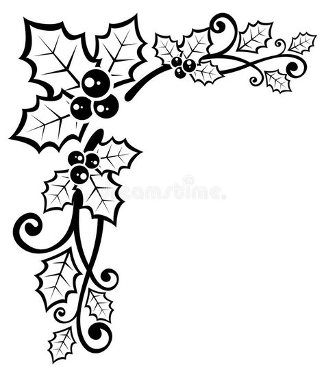 Christmas Tree Silhouette, Flower Pattern Drawing, Christmas Stencils, Holly Berry, Tree Silhouette, Christmas Drawing, About Christmas, Christmas Makes, Christmas Cards To Make