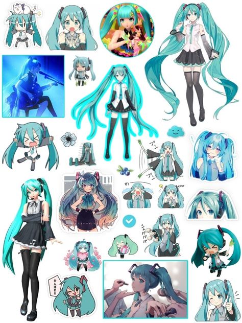 Hatsune Miku Stickers Printable, Miku Sticker, Printable Wall Collage, Beautiful Nature Wallpaper Hd, Ipad Kids, Chibi Anime Kawaii, Anime Printables, Iphone Case Stickers, Scrapbook Stickers Printable