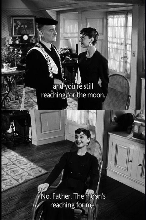 Audrey Hepburn in "Sabrina" Reaching For The Moon, Audrey Hepburn Pictures, Sabrina 1954, Classic Movie Quotes, Septième Art, I Love Cinema, Lauren Bacall, Movie Lines, Film Quotes