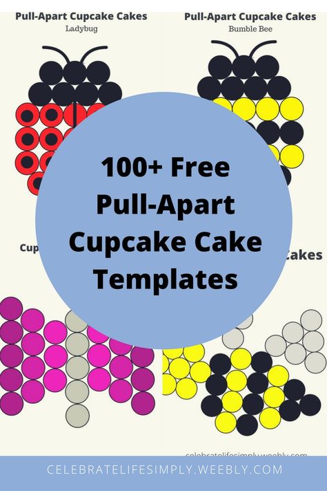 Over 100 Pull-Apart Cupcake Cake Templates | Animals Cake Pops, Cupcakes Templates, Cupcake Template, Pull Apart Cupcake, Pull Apart Cupcake Cake, Ideas Cupcakes, Pull Apart Cake, Cake Pulls, Cake Lettering