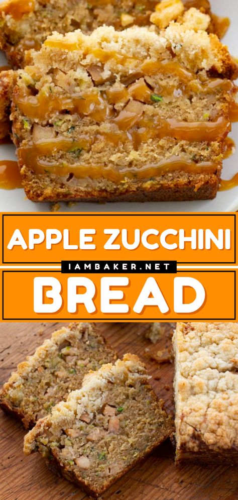 Zucchini Apple Loaf, Apple Zucchini Bread Recipes, Zucchini Treats, Zucchini Loaves, Zucchini Apple Bread, Zucchini Dessert Recipes, Zuchini Baking Recipes, Shredded Zucchini Recipes, Zucchini Breads