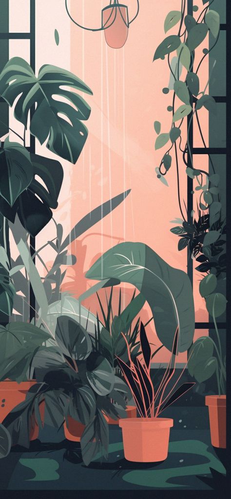 House Plant Wallpaper, Plant Wallpaper Iphone, Houseplant Wallpaper, Aesthetic Plant Wallpaper, Wallpapers House, Aesthetic Plant, Plants Aesthetic, Home Plants, Wallpaper Estetika