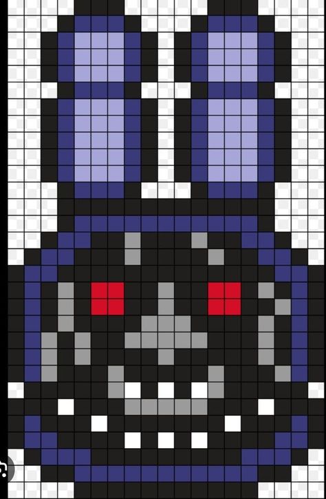 Pixel art fnaf 2 Fnaf Grid Pattern, Random Pixel Art, Pixel Art Pattern Fnaf, Fnaf Cross Stitch, Perler Bead Patterns Fnaf, Fnaf Perler Beads Pattern, Clown Pixel Art, Fnaf Pixel Art Grid, Fanf Drawing