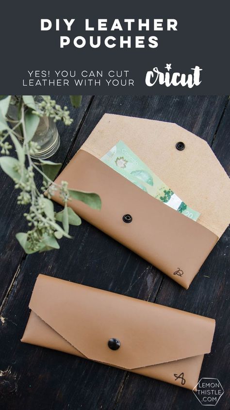 DIY Leather Pouch- cut with a Cricut! Tips for working with leather and cricut... and should you bother buying the Cricut Maker? Diy Leather Pouches, Vinyle Cricut, Diy En Cuir, Diy Fashion Trends, Leather Pouches, Diy Leather Projects, Idee Cricut, Projets Cricut, Cricut Tips