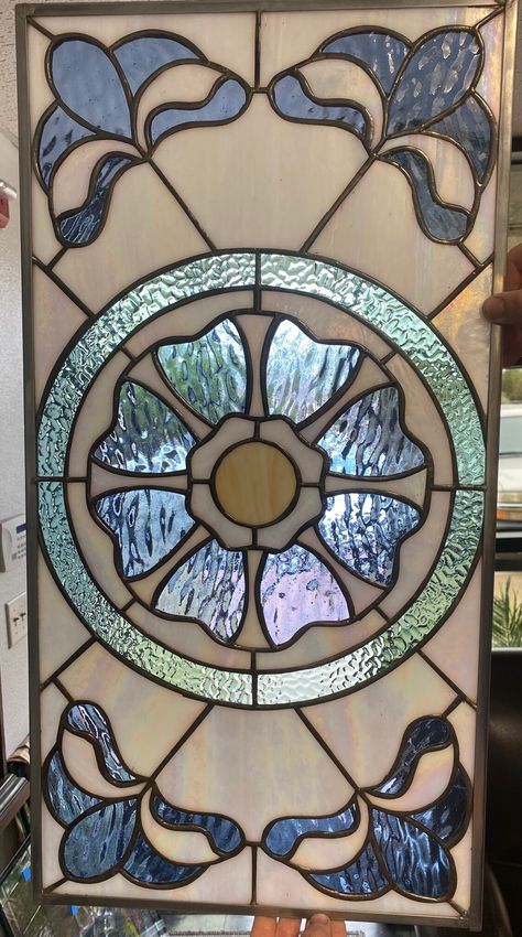 Inch By Inch, Flower Stained Glass, Stained Glass Door, Glass Window Art, Antique Stain, Stained Glass Window Panel, Victorian Flowers, Stained Glass Panel, Stained Glass Designs