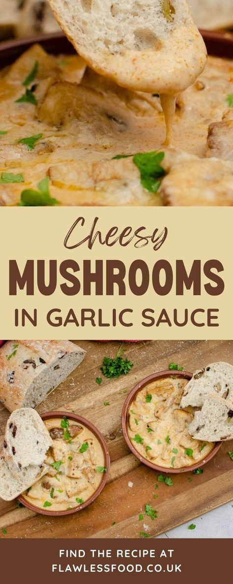 Cheesy Mushrooms in a Creamy Garlic Sauce, the perfect starter for an anniversary, birthday, or romantic meal. Mushrooms sauteed in butter before adding wine, garlic, cream and stock. To create a delightfully creamy sauce. If you love mushrooms, you are going to love this sauce! Can also be used as a pasta sauce, or a perfect sauce to pour over steak or chicken. Steak And Mushroom Pie, Mushrooms Sauteed, Carrot And Coriander Soup, Cheesy Pasta Bake, Cream Cheese Pasta, Creamy Garlic Mushrooms, Cheese Sauce For Pasta, Mushroom Cream Sauces, Creamy Garlic Sauce