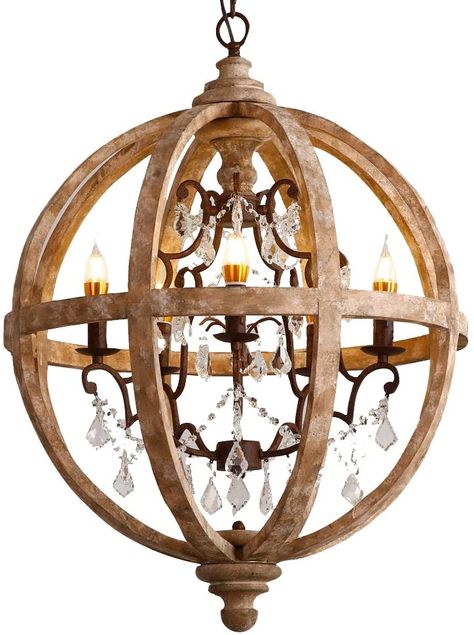 Farmhouse Chandeliers, Orb Chandelier, Cage Chandelier, Wooden Chandelier, Chandelier Crystal, Farmhouse Chandelier, Wooden Ceilings, Globe Chandelier, Crystal Lighting