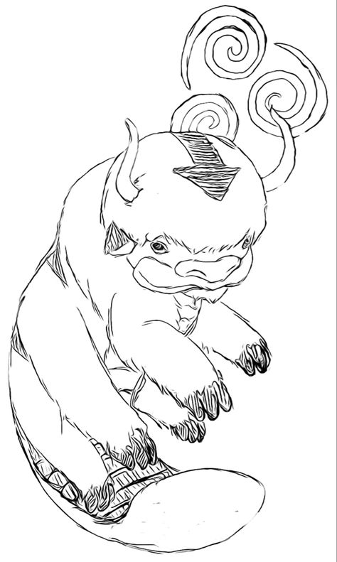 Appa Avatar Sketch, Appa Drawing Avatar, Appa Drawing Simple, Avatar Appa Drawing, Appa Sketches, Drawing Avatar The Last Airbender, Atla Appa Tattoo, Appa Drawing Easy, Avatar The Last Airbender Line Art