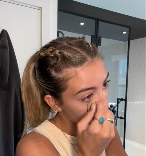 Two Small Braids Into High Ponytail, Two Small Braids Into A Ponytail, Small Braids Ponytail, 2 Tiny Braids Into Ponytail, Braided Into Ponytail, Ponytail With Tiny Braids, French Braid Into High Ponytail, Braided Ponytail Pigtails, Two Braids Into Ponytail