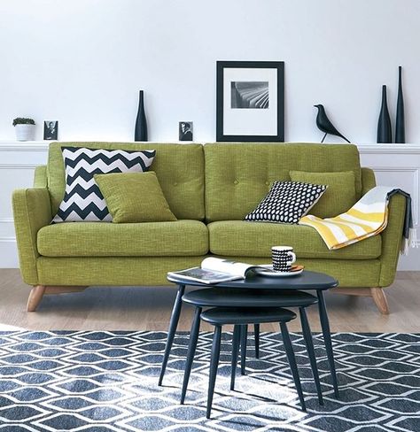 Lime Green Living Room, Green Furniture Living Room, Green Sofa Living Room, Modern White Living Room, Green Living Room Decor, Green Living Room, Room Furniture Design, Green Couch, Green Furniture