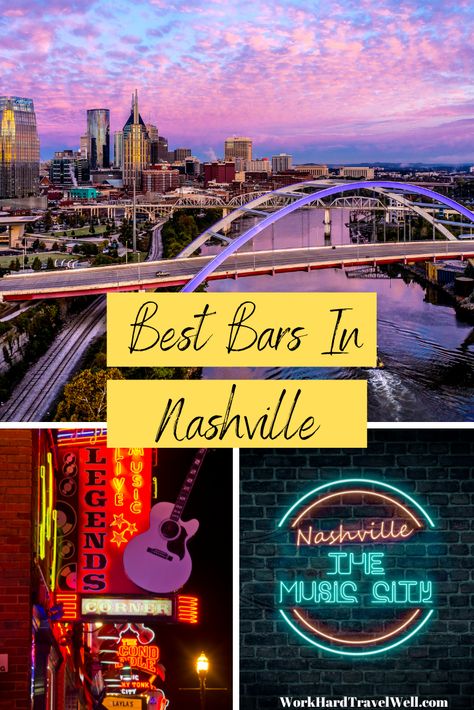 Discover the top bars in Nashville with our expert guide. From whiskey bars to rooftop lounges, our curated list showcases the best places to grab a drink and socialize in Music City. Plan a night out with our recommendations and see why Nashville is known for its vibrant nightlife scene. via @worktravelwell Best Nashville Bars, Best Bars In Nashville, Whiskey Bars, Nashville Bars, Weekend In Nashville, Country Bar, Usa Travel Map, City Plan, Night Bar