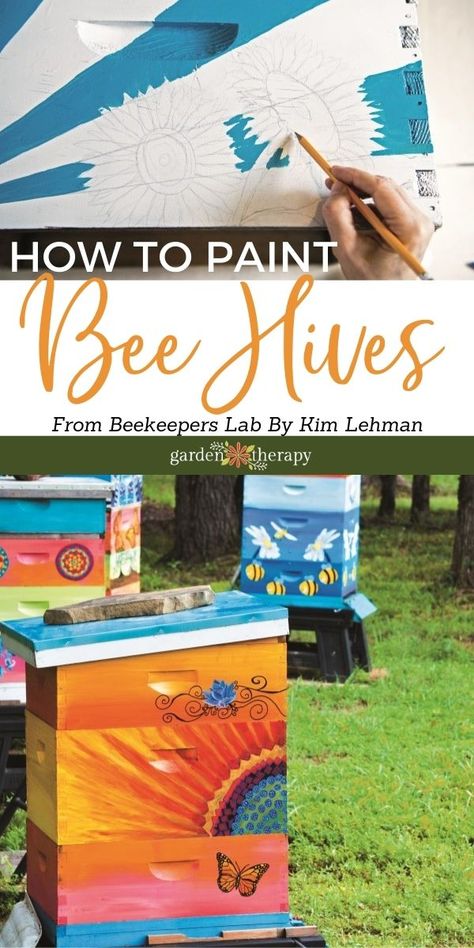 Painted Beehives Ideas, Beehives Painted, Bee Box Painting Ideas, Beehive Painting Ideas, Bee Hive Painting Ideas, Painting Bee Hives, Beehive Designs, Painted Beehives, Beehive Diy