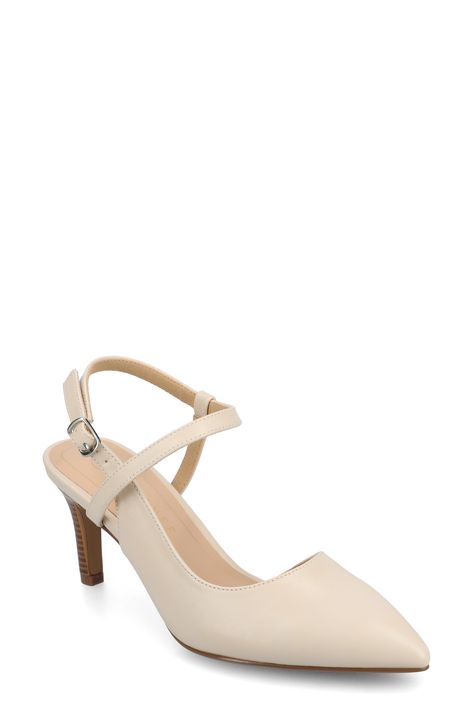 Simple details create a minimalist aesthetic on a timeless pump elongated by a slender pointy toe. 2 3/4" heel Adjustable ankle strap with buckle closure Cushioned insole Synthetic upper, lining and sole Imported Journee Collection, Minimalist Aesthetic, Nordstrom Rack, Ankle Strap, Size 12, Nordstrom, Buckle, Pumps