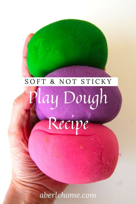 This DIY playdough recipe is so soft and not sticky. It's easy to make with ingredients you probably already have around the house. A great way to keep your preschooler busy creating and pretending during days at home! #aberlehome #homeschool #activities #homeschoolideas #playbasedlearning #sensoryplay #preschool #kindergarden Play Dough Soap, Soft Playdough Recipe, Kid Safe Essential Oils, Best Playdough Recipe, Easy Playdough Recipe, Diy Playdough, Play Dough Recipe, Art Recipes, Homemade Playdough Recipe