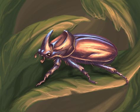 Art drawing insect bug beetle rhinoceros nature animal life wild fantasy Beetle Fantasy Art, Rhinosaurus Beetle, Beetle Painting, Rhinoceros Beetle, Bug Beetle, Beetle Art, Wildest Fantasy, Black Spot, Nature Animals