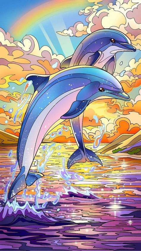 Dolphin Drawing, Canvas Board Painting, Glass Painting Patterns, Dolphin Art, Easy Canvas Painting, Sea Art, Autumn Painting, Beginner Painting, Flower Canvas