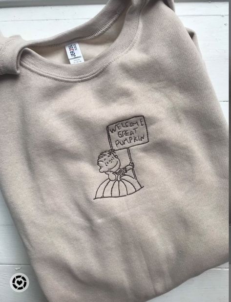 The Great Pumpkin Charlie Brown, Linus Halloween Embroidered Sweatshirt, Simple Fall Crewneck Hand Embroidery Crewneck, Charlie Brown Pumpkin, Fall Crewneck Sweatshirt, Great Pumpkin Charlie Brown, Fall Crewneck, Charlie Brown Halloween, Simple Sweatshirt, The Great Pumpkin, Brown Sweatshirt