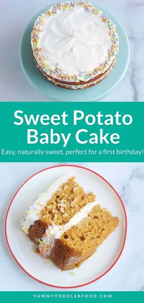 Sweet Potato Cake with Cream Cheese Frosting (A Yummy Baby Cake!) Baby First Cake, Kids Desserts, Healthy Smash Cake, Smash Cake Recipes, Sweet Potato Cake, Baby Cake Smash, Seasonal Desserts, Yummy Sweet Potatoes, Sweet Potato And Apple