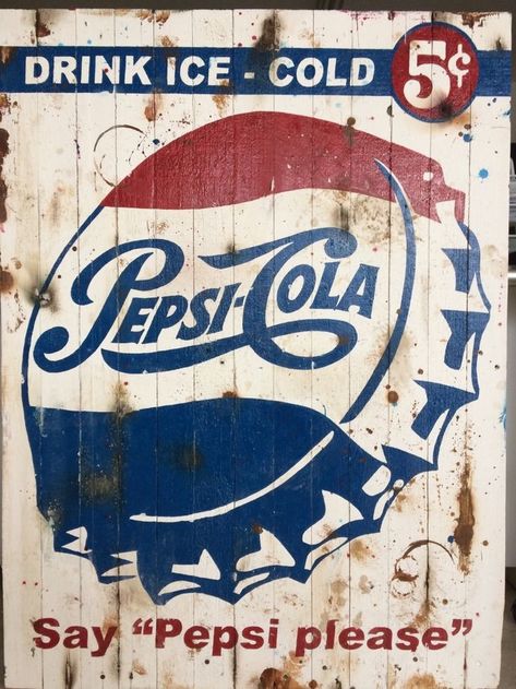 Iklan Vintage, Pepsi Vintage, Old Advertisements, Pepsi Cola, Retro Sign, Old Signs, Coca Cola Vintage, Vintage Metal Signs, Vintage Labels