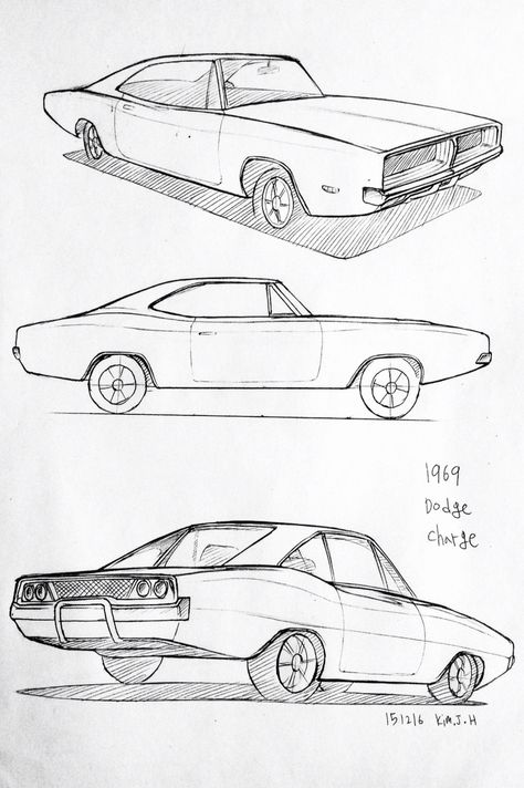 Car drawing 151216 1969 Dodge Charger      Prisma on paper.  Kim.J.H 2024 Artwork, Mustang 67, Car Drawing Pencil, Different Cars, Draw Cars, Bahubali 2, Cars Drawing, Family Cars, Trendy Family